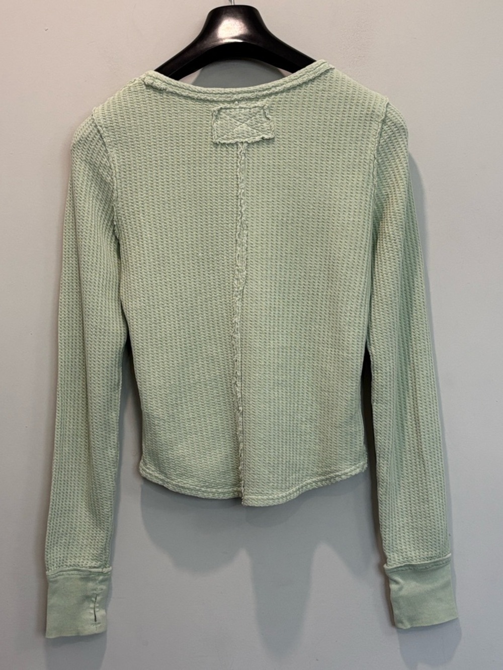 We The Free Green Thermal Thumb Hole Waffle Top Small - Picture 9 of 13